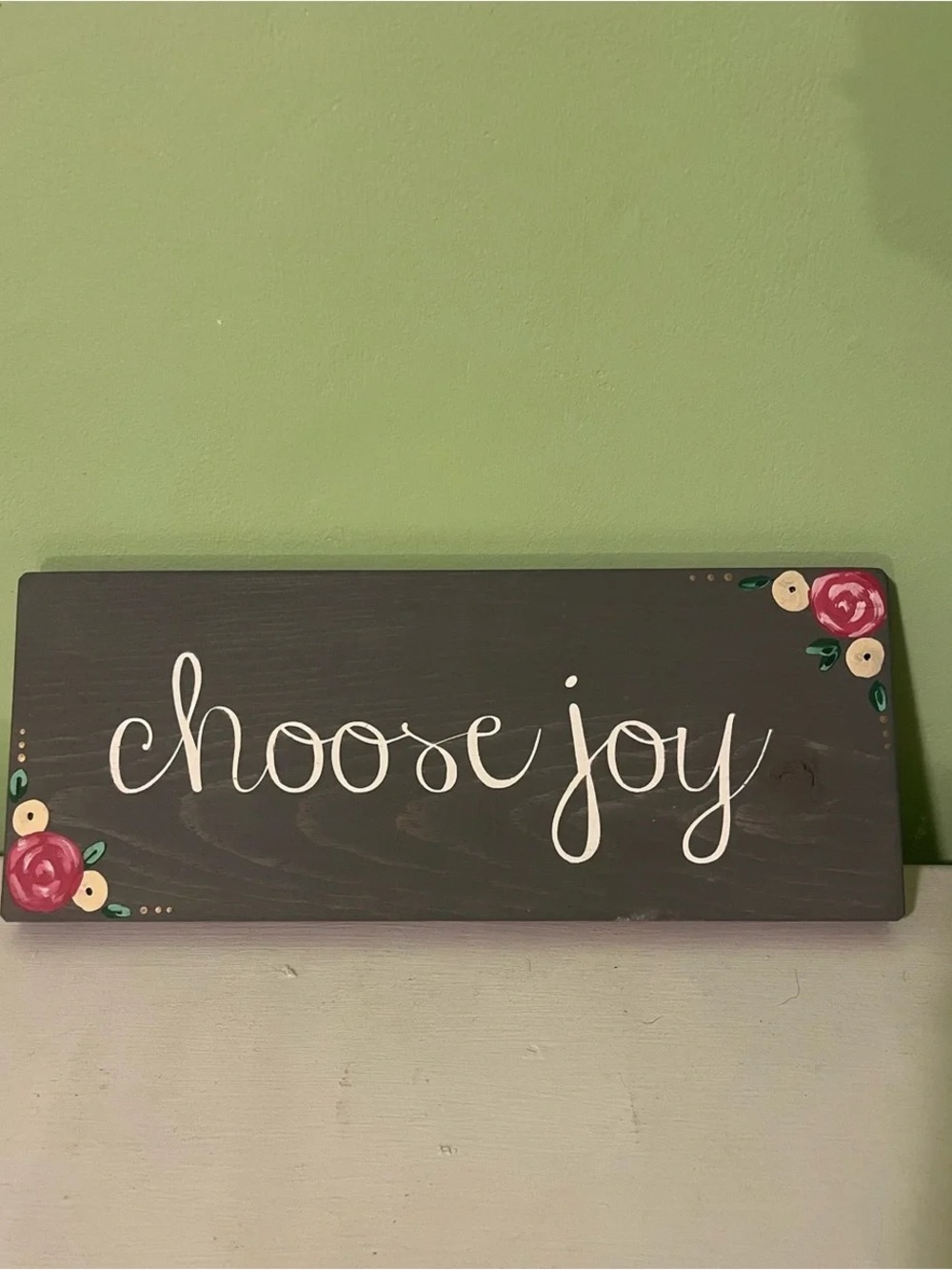 Choose Joy Wall Sign - Gray with Pink Floral Accents
